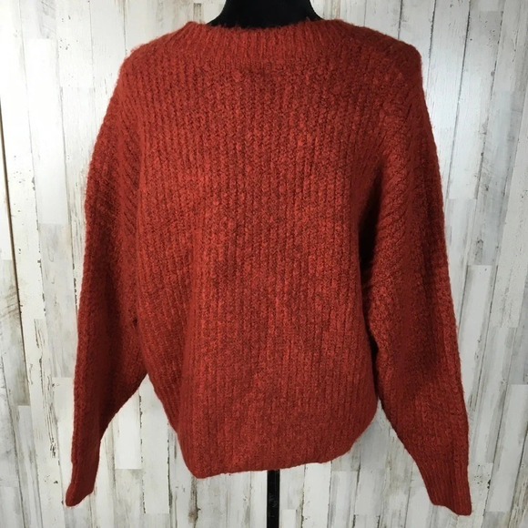 TopShop Zip Detail Waffle Knit Sweater Blouse Top Zipper Brown Rust Pullover - Picture 5 of 7
